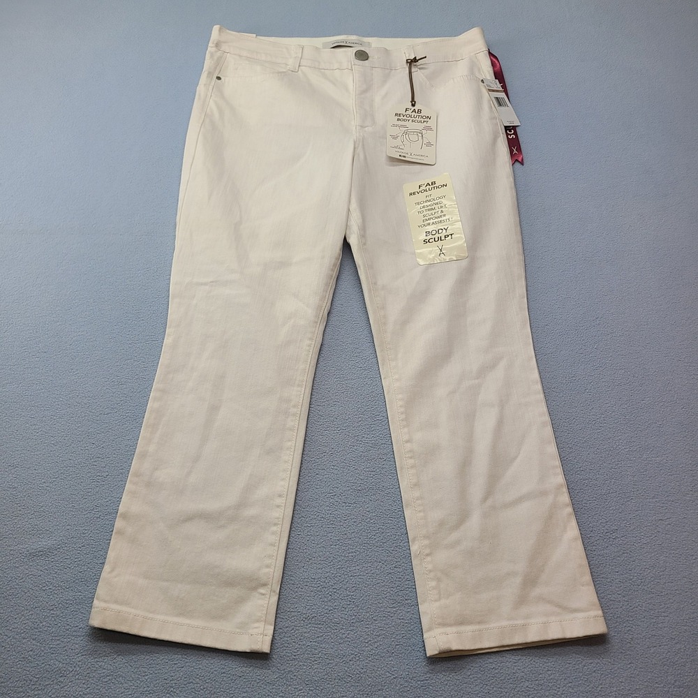 Vintage America Body Sculpt Crop Jeans Womens 12/31 White New F'AB Revolution